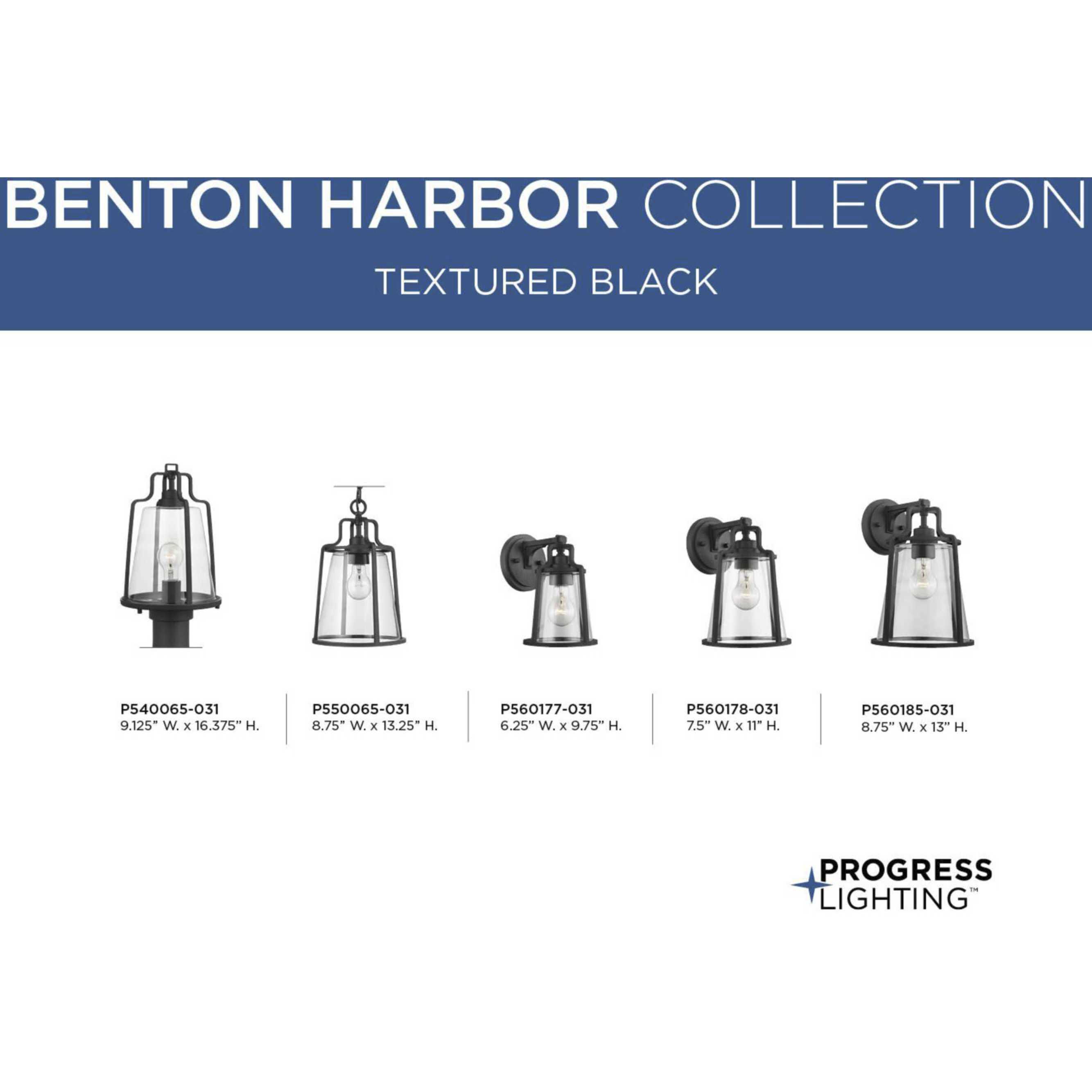 Benton Harbor 1 Light 16 inch Textured Black Outdoor Post Lantern, with DURASHIELD